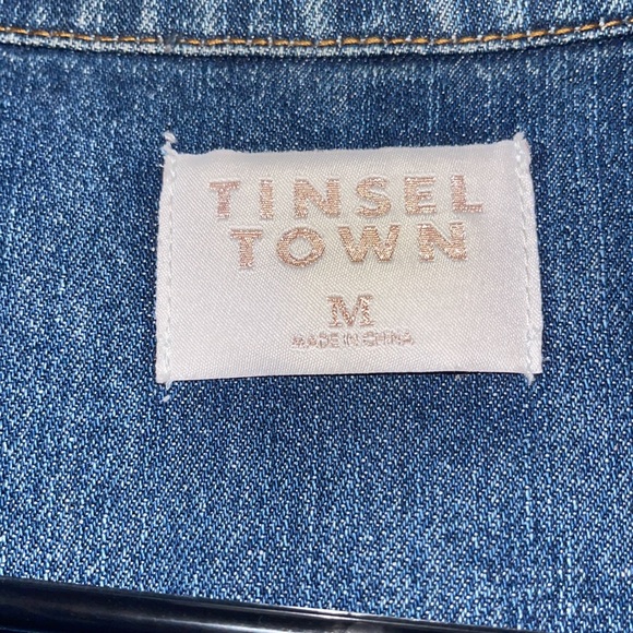 TinselTown Oversized Destroyed Blue Denim Jacket - Picture 14 of 16